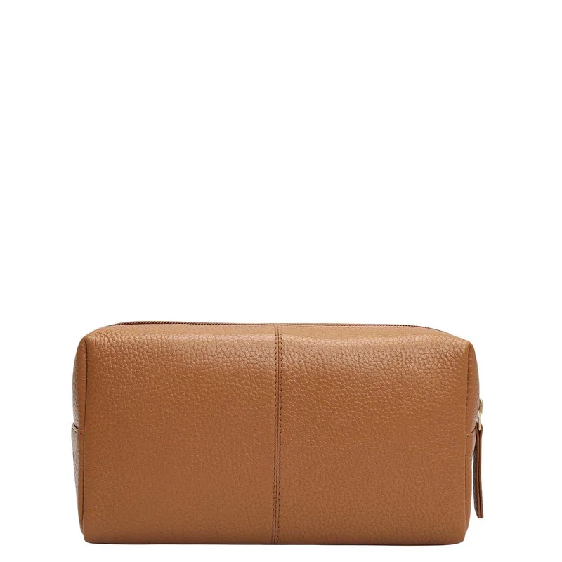 Da Milano Caramel Wax Leather Vanity Pouch - Caramel  | Best Price UAE